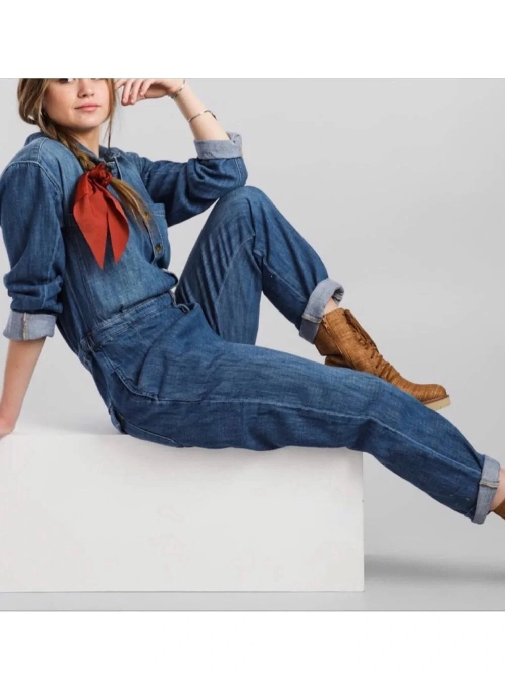 Free People‎ Madrid Denim Coverall blue small